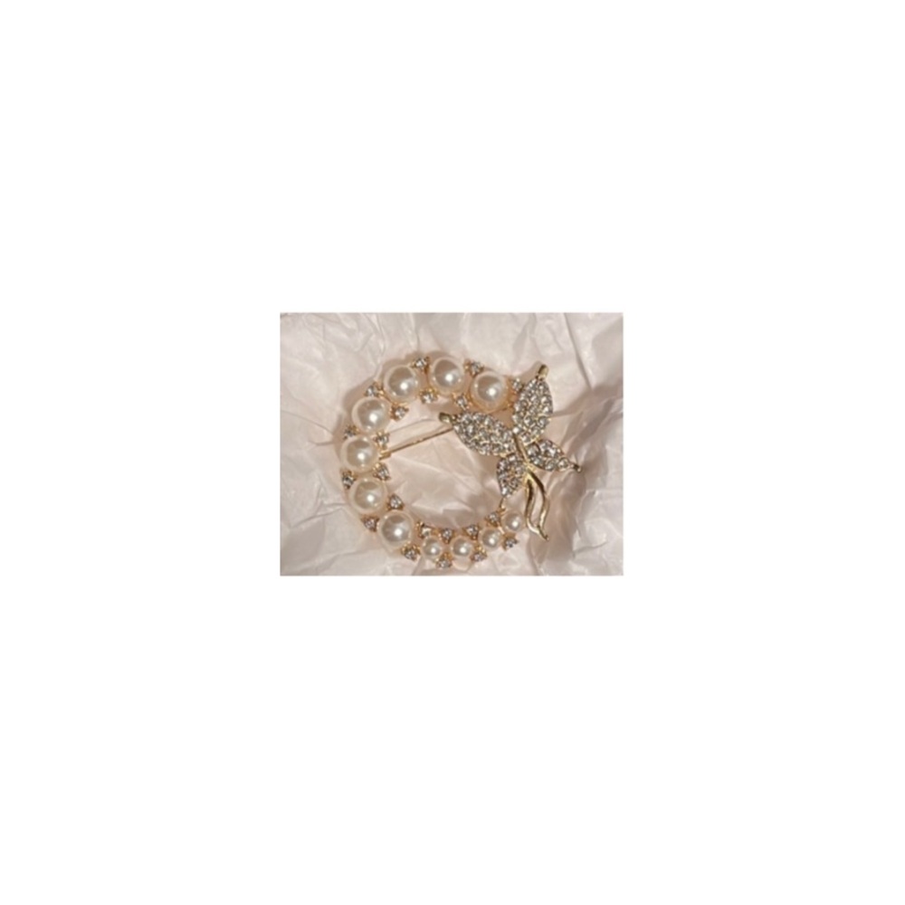 Gold and Silver Butterfly Rhinestones Pin Accessory - Picture 1 of 3